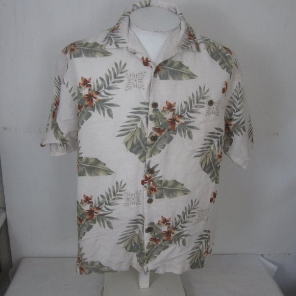 Summa vintage Men Hawaiian camp shirt p2p 24 L aloha luau tropical linen blend - Picture 4 of 10